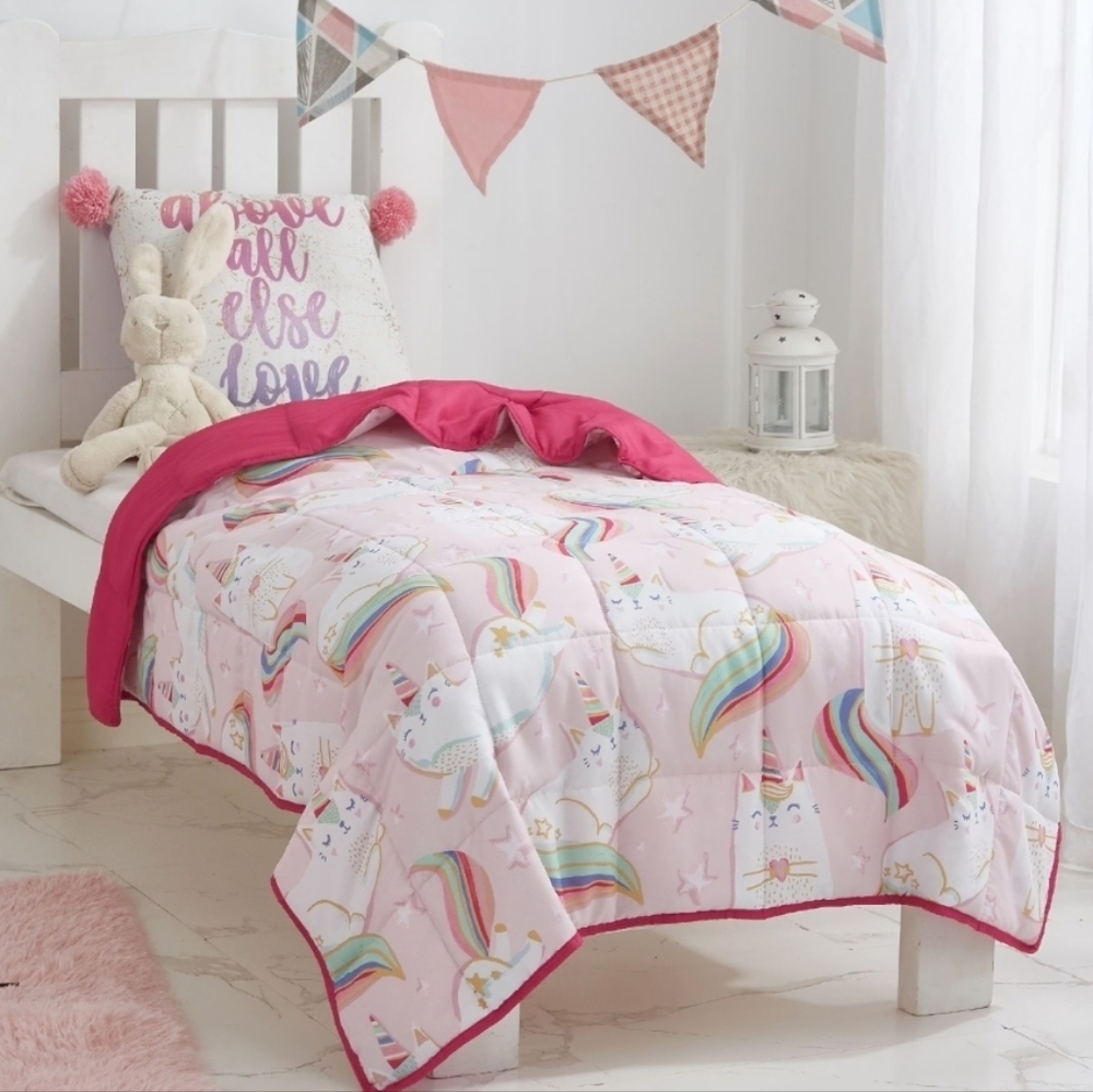 Heritage Kids Unicorn Reversible Weighted Blanket - Pink and White